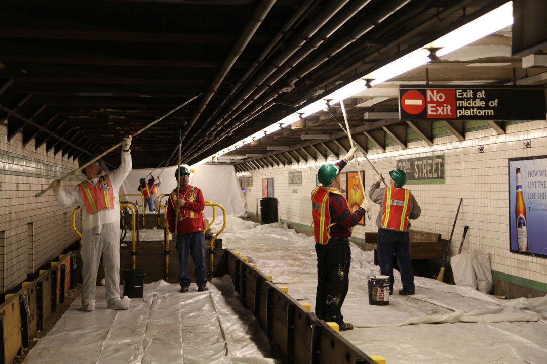 Construction happening in a tunnel